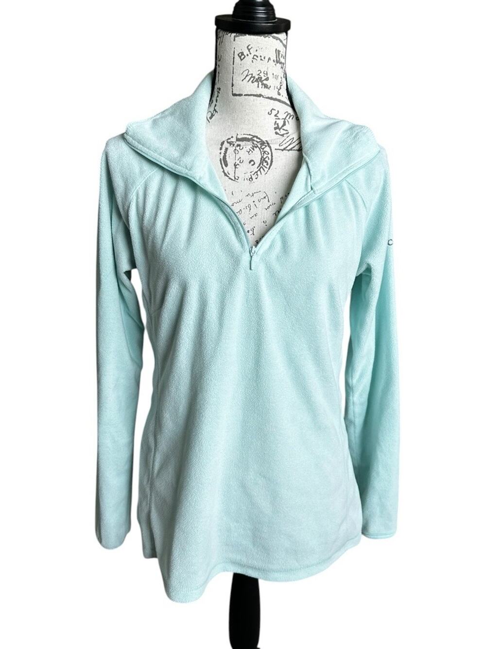 Columbia Women's Light Aqua Fleece 1/4 Zip Pullover Sweatshirt Long Sleeve Large